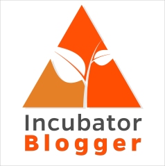 Incubator Blogger logo. The name is topped by an orange triangle with a tree growing inside it
